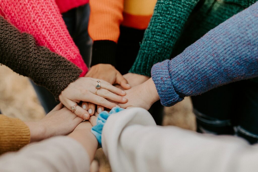 a community engaging in an act of self-care
