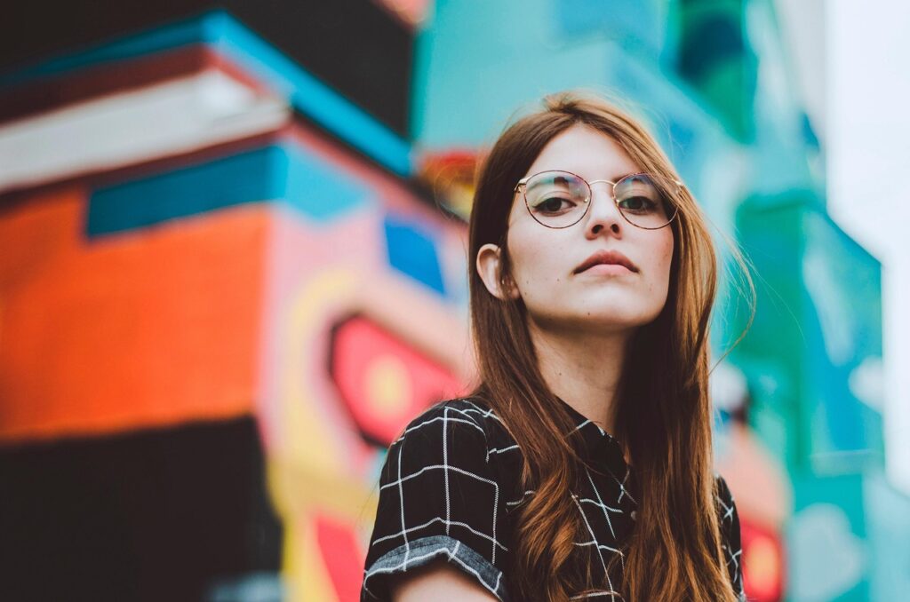 high sensitivity, woman looking at camera