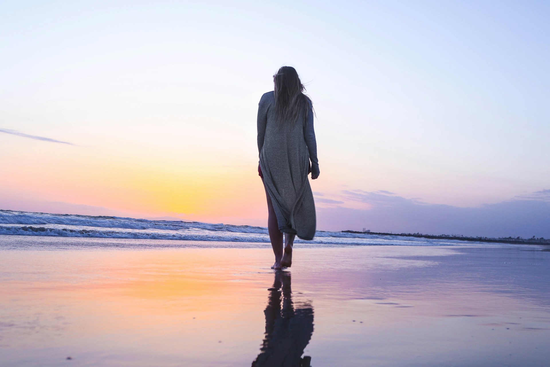 woman walking on the beach